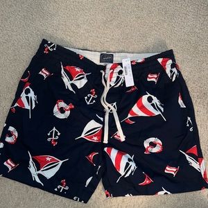 NWT men's J crew 6inch dock short nautical print szL